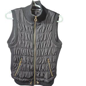Calvin Klein Performance Black Quilted Vest With Gold Zipper & Smartphone Pocket